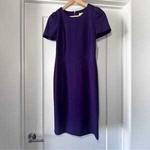 💜 NWT! Purple CALVIN KLEIN Puff Sleeve Sheath Dress - Size 4